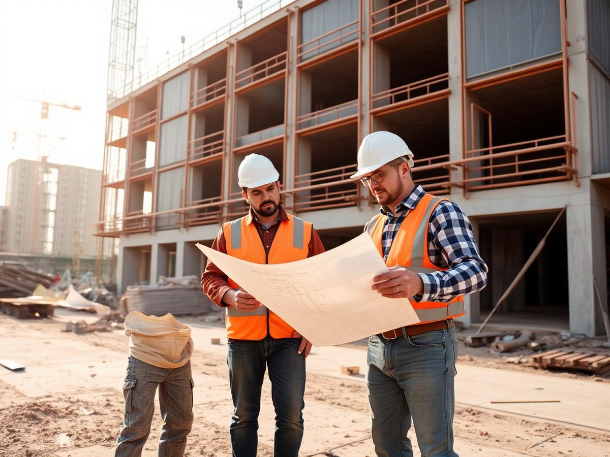 مهندسو سارية يراجعون مخططات المشروع في الموقع
